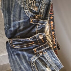 Rock Revival Distressed Blue Relaxed Jeans